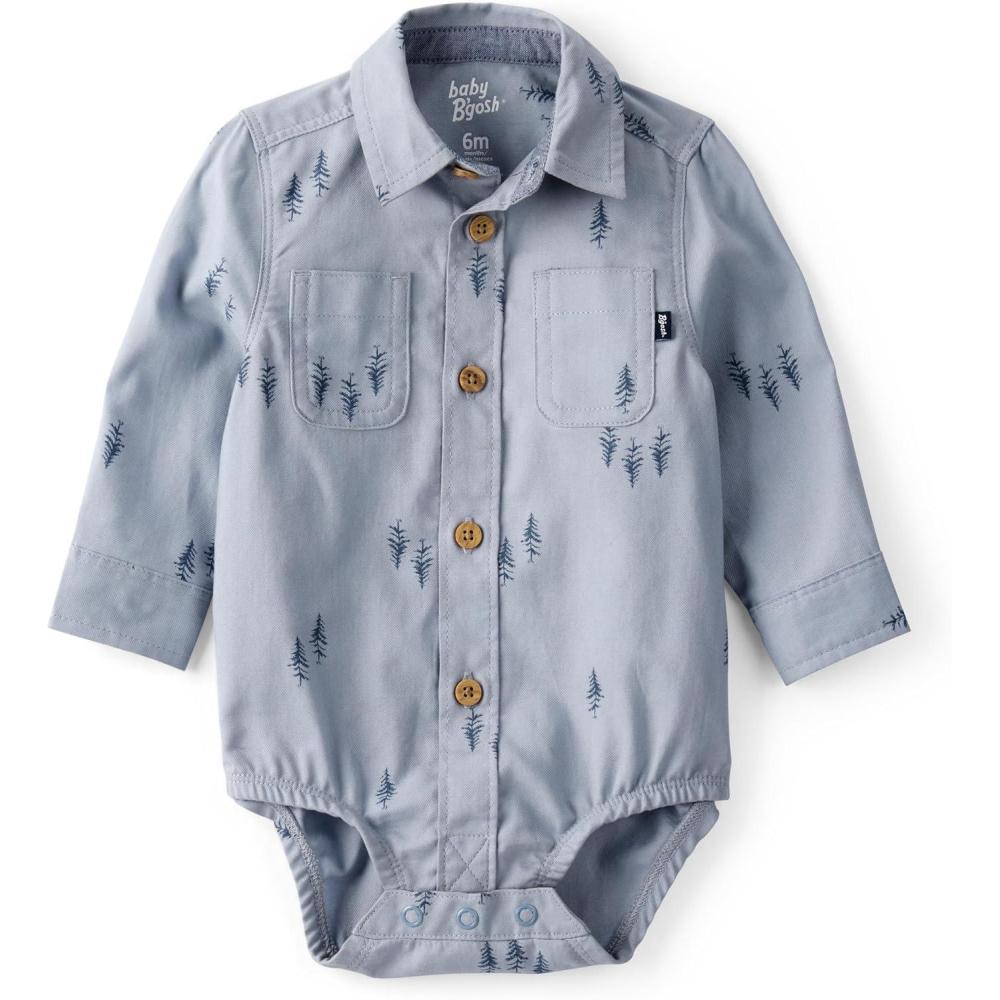 imageOSHKOSH BGOSH babyboys Buttonfront BodysuitBlue Trees
