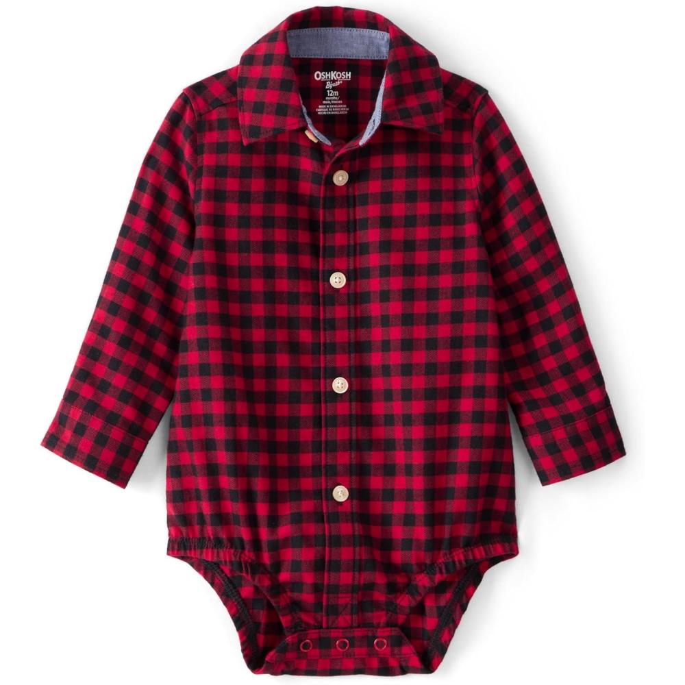 imageOSHKOSH BGOSH babyboys Buttonfront BodysuitRed