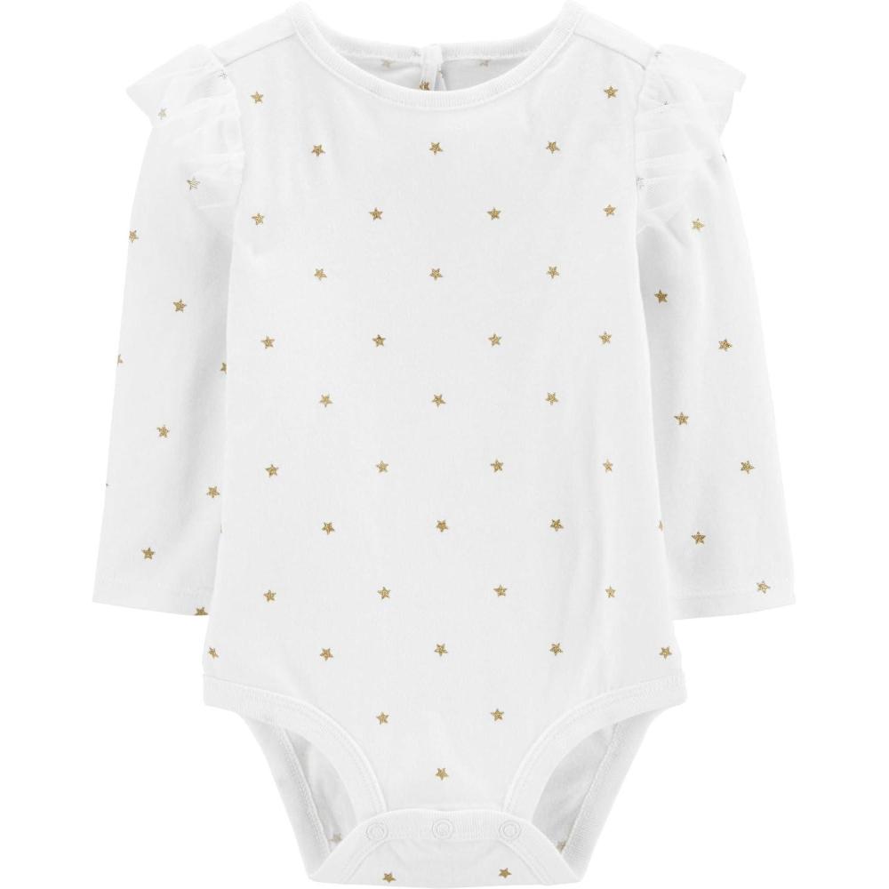 imageOSHKOSH BGOSH babygirls Longsleeve BodysuitIvoryGoldstar