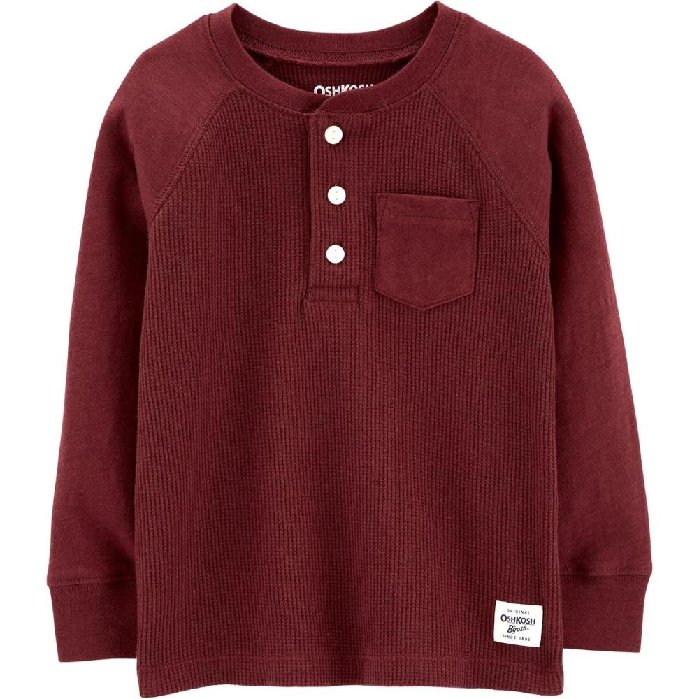 imageOSHKOSH BGOSH boys Thermal Pocket HenleyTerra Stone Henley