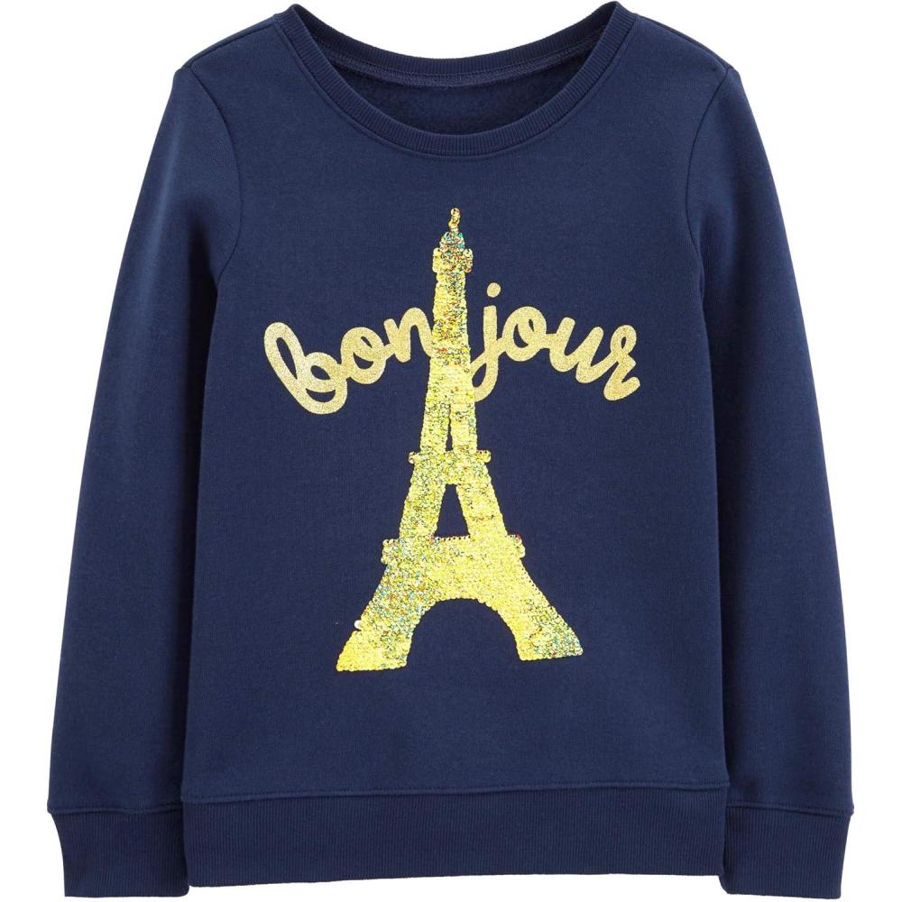 imageOSHKOSH BGOSH girls Flip Sequin PulloverBonjour Sequin