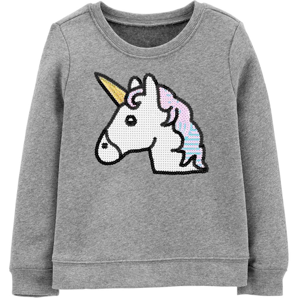 imageOSHKOSH BGOSH girls Flip Sequin PulloverMedium Heather Grey