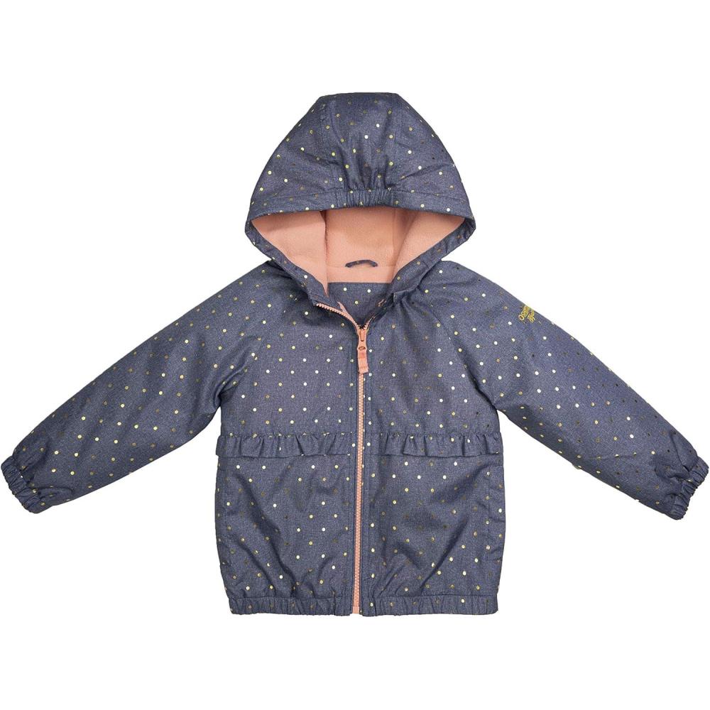 imageOSHKOSH BGOSH girls Midweight Hooded Fashion Jacket Coat With Fleece LiningChambray Blue Dots