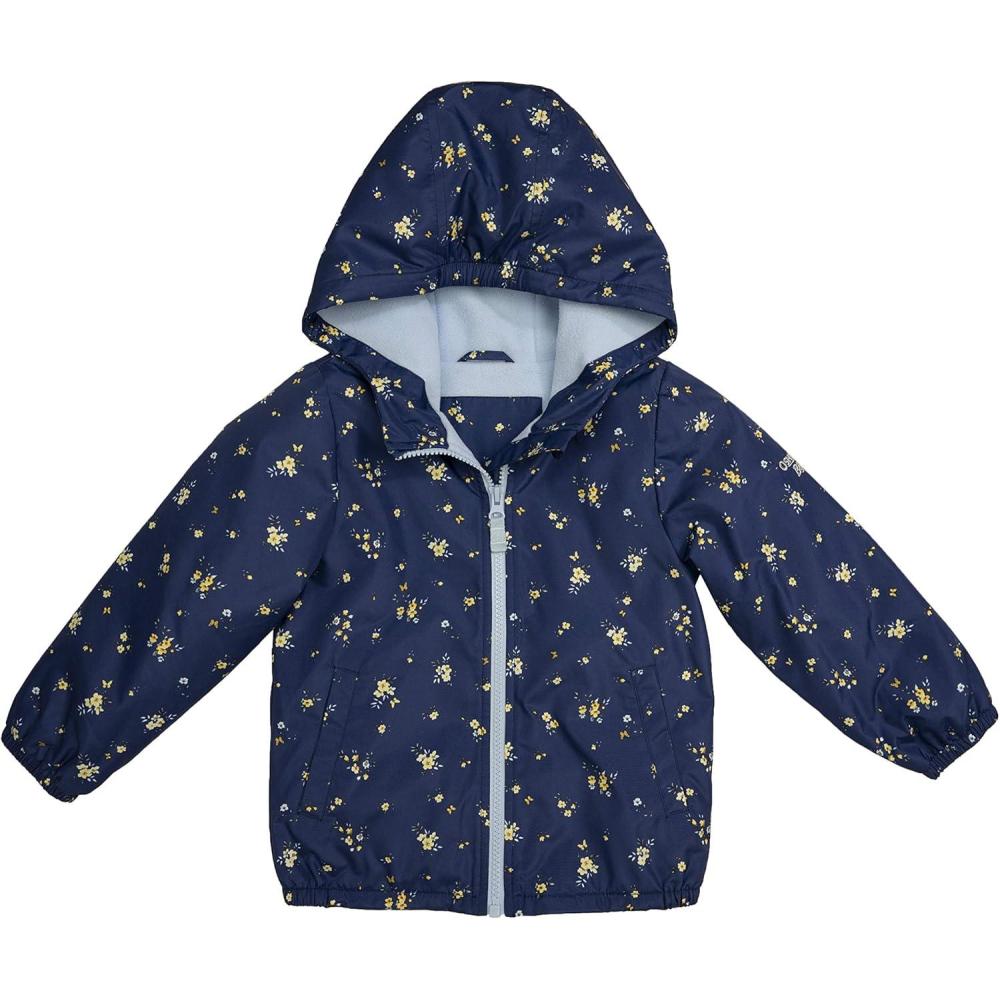 imageOSHKOSH BGOSH girls Midweight Hooded Fashion Jacket Coat With Fleece LiningNavy Blue Floral