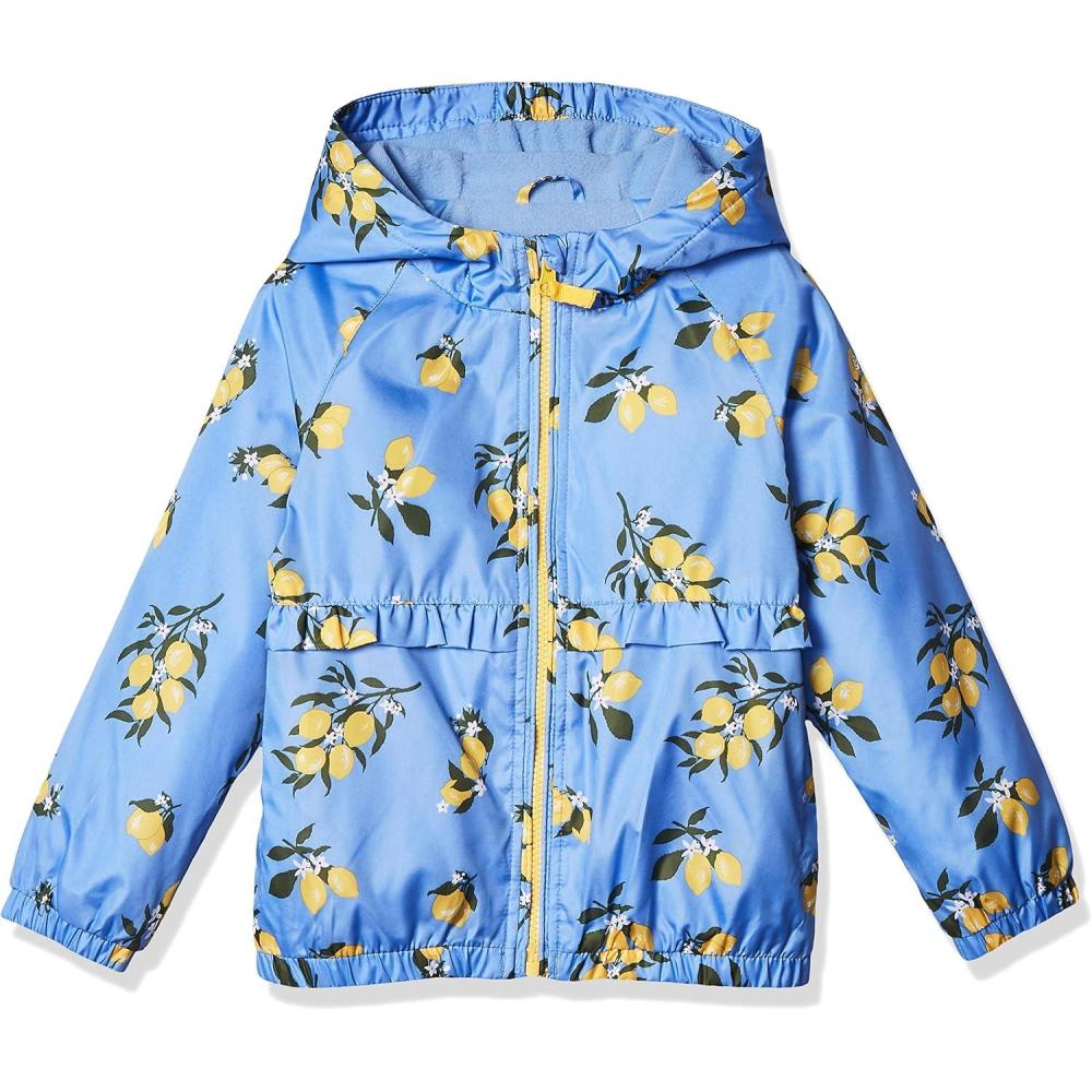 imageOSHKOSH BGOSH girls Midweight Hooded Fashion Jacket Coat With Fleece LiningPeriwinkle Blue Lemons