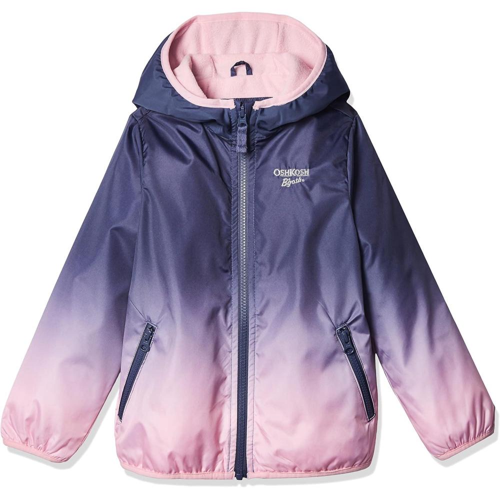 imageOSHKOSH BGOSH girls Midweight Hooded Fashion Jacket Coat With Fleece LiningPink Blue Ombre