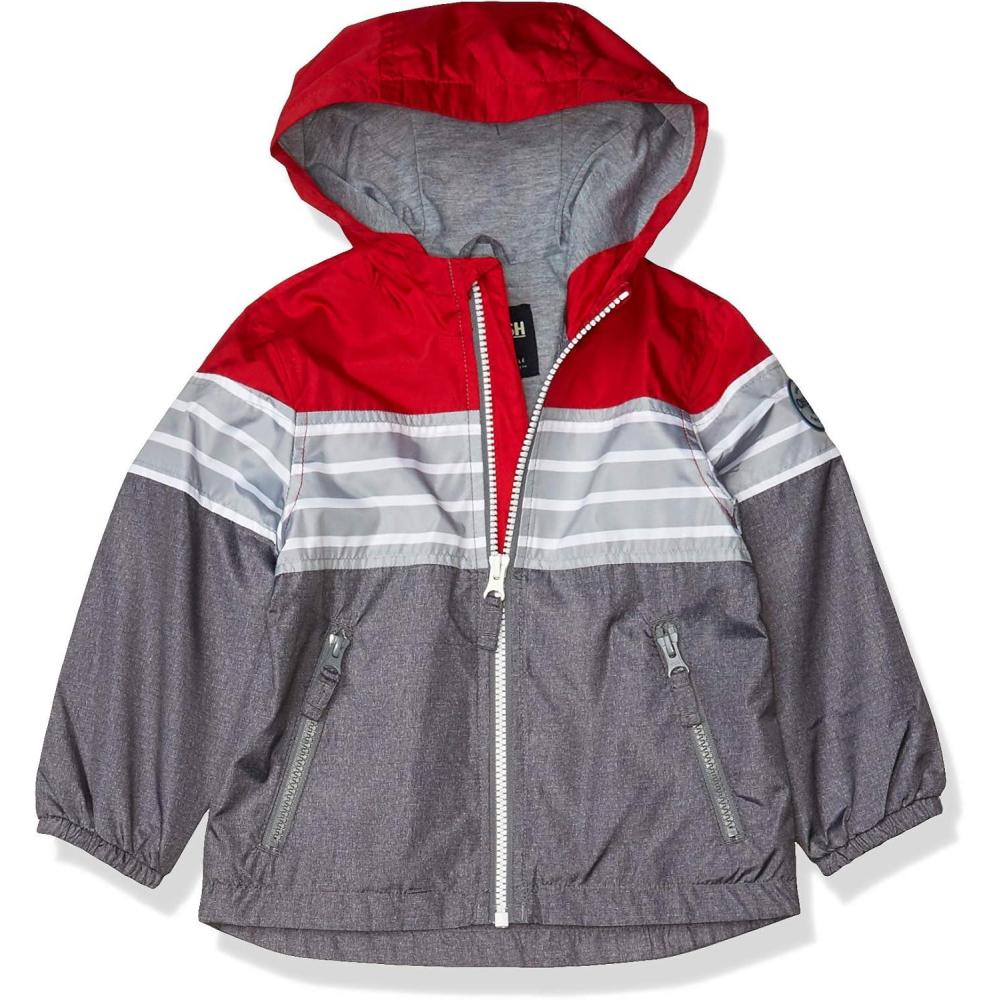 imageOsh Kosh Boys Little JerseyLined Lightweight JacketRedGrey Stripe