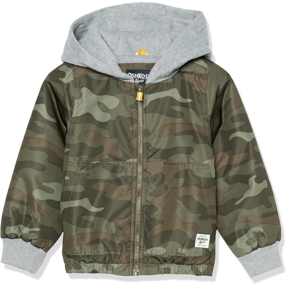 imageOsh Kosh boys Midweight Fleece Lined Windbreaker JacketTransitional JacketGreen Camo
