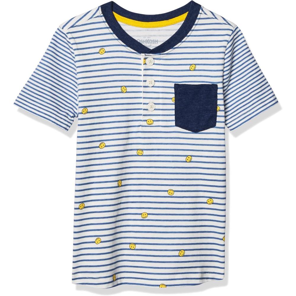 imageOshKosh BGosh Boys Toddler Short Sleeve HenleySmiley Stripe
