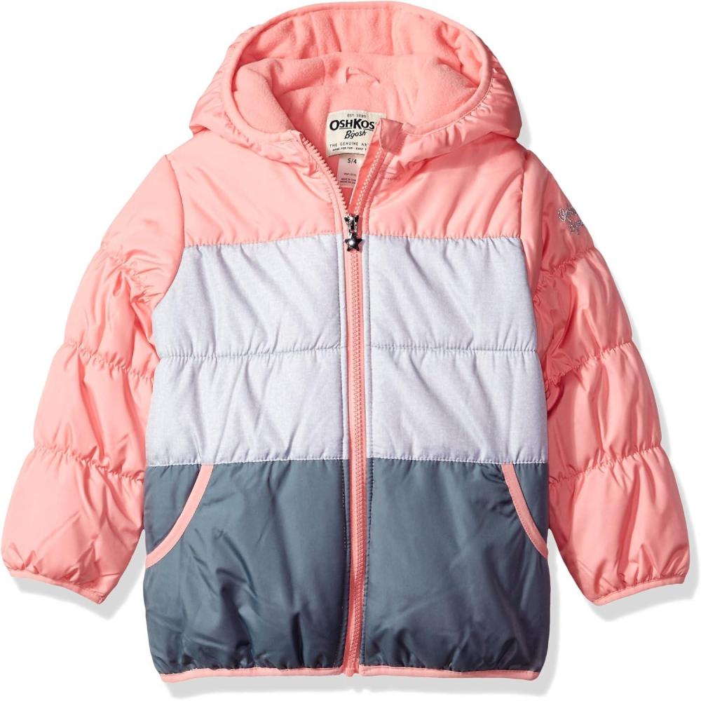 imageOshKosh BGosh Girls Perfect Colorblocked Heavyweight Jacket CoatCoral PrincessHeather