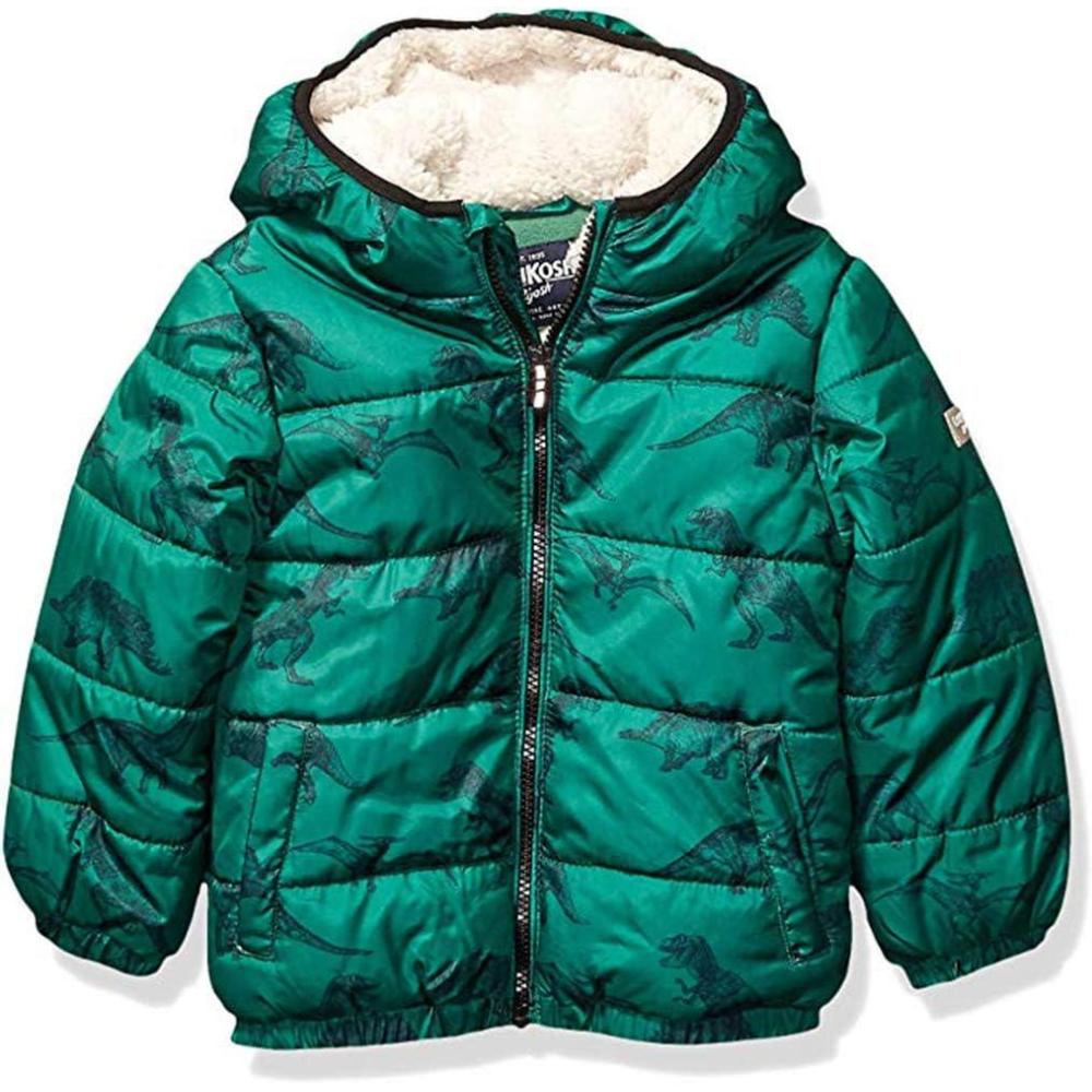 imageOshKosh BGosh boys Heavyweight Winter Jacket With Sherpa LiningDino Green Print