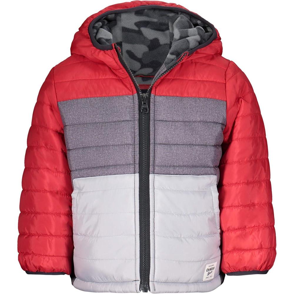 imageOshKosh BGosh boys Heavyweight Winter Jacket With Sherpa LiningRedGrey Color Block