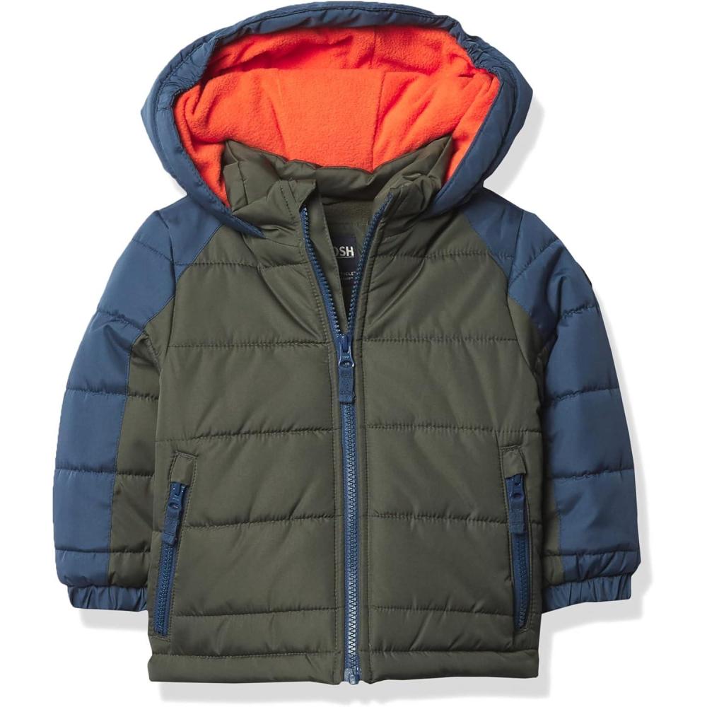 imageOshKosh BGosh boys Heavyweight Winter Jacket With Sherpa LiningThymeBlue Color Block