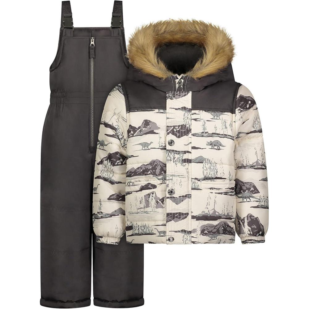 imageOshKosh BGosh boys Ski Jacket and Snowbib Snowsuit SetGrey Dino Print