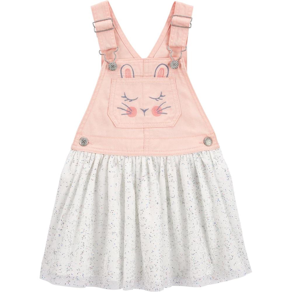 imageOshkosh Girls Worlds Best OverallsPink Ruffle Bunny