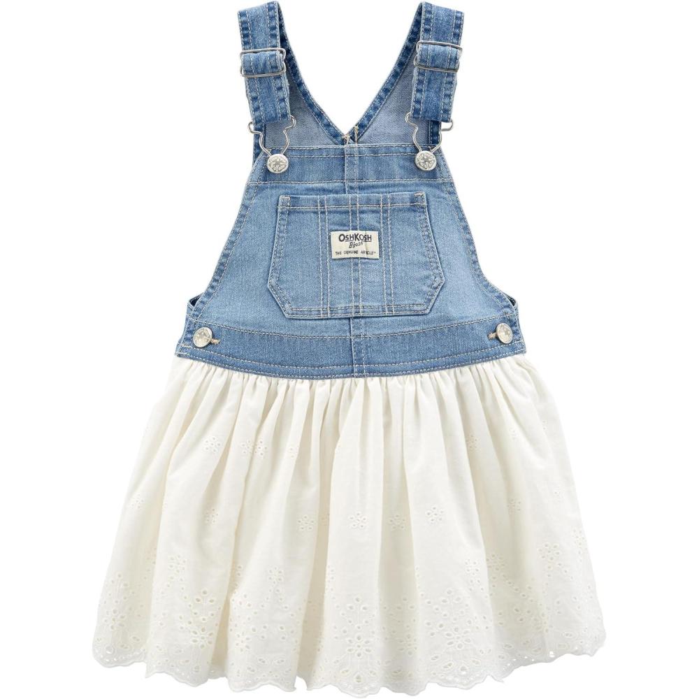 imageOshkosh Girls Worlds Best OverallsWhite Eyelet Wash