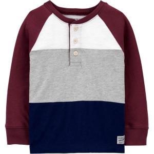 OSHKOSH B’GOSH Boys’ Long-Sleeve Raglan Henley(Blackberry)