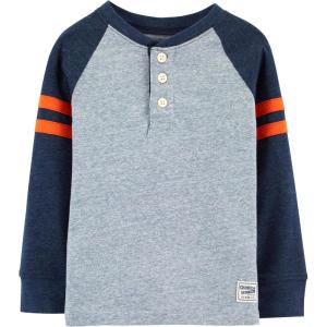 OSHKOSH B’GOSH Boys’ Long-Sleeve Raglan Henley(Cadet/Deepnavy)