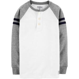 OSHKOSH B’GOSH Boys’ Long-Sleeve Raglan Henley(Ivory/Grey)