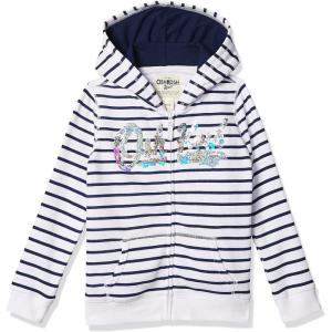 OSHKOSH B’GOSH Girls’ Logo Hoodie(White Navy Stripe)