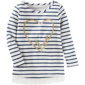OSHKOSH B’GOSH Girls Long-Sleeve Knit Top(Navy Stripe)