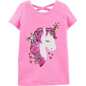OSHKOSH B’GOSH Girls Sequin Tee(Bubblegum Neon)