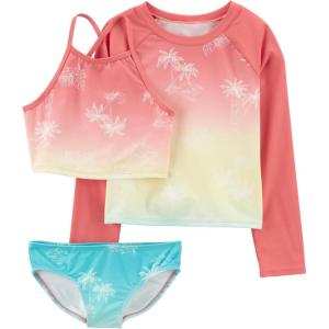 OSHKOSH B’GOSH Girls’ Three-Piece Swimsuit(Orange Ombre)