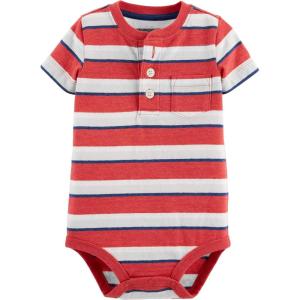 OSHKOSH B’GOSH baby-boys Bodysuit(Sundried Red Stripe)