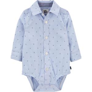 OSHKOSH B’GOSH baby-boys Buttonfront Bodysuit(Blue Anchor)