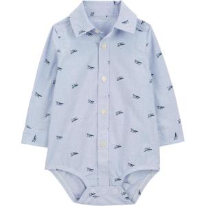 OSHKOSH B’GOSH baby-boys Buttonfront Bodysuit(Blue Plane)