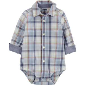 OSHKOSH B’GOSH baby-boys Buttonfront Bodysuit(Multi Plaid)