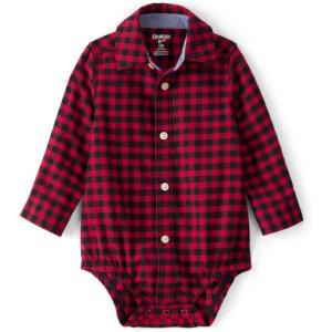 OSHKOSH B’GOSH baby-boys Buttonfront Bodysuit(Red)