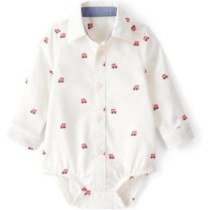 OSHKOSH B’GOSH baby-boys Buttonfront Bodysuit(White Train)