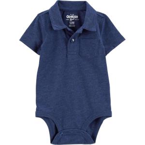 OSHKOSH B’GOSH baby-boys Short Sleeve Polo Bodysuit(Navy)