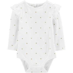 OSHKOSH B’GOSH baby-girls Long-sleeve Bodysuit(Ivory/Goldstar)