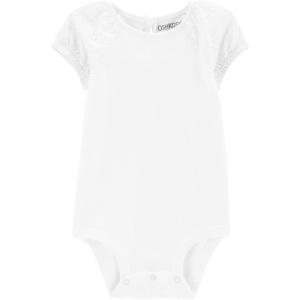 OSHKOSH B’GOSH baby-girls Short-sleeve Bodysuit(Ivory Eyelet)