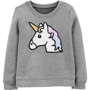 OSHKOSH B’GOSH girls Flip Sequin Pullover(Medium Heather Grey)