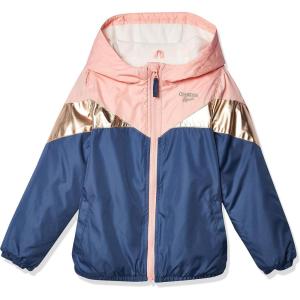 OSHKOSH B’GOSH girls Midweight Hooded Fashion Jacket Coat With Fleece Lining(Blue Pink Metallic)