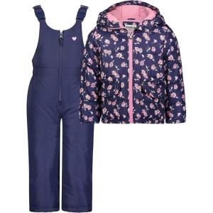 Osh Kosh Girls’ Ski Jacket and Snowbib Snowsuit Outfit Set(Navy Floral)