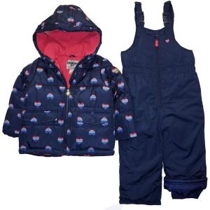Osh Kosh Girls’ Ski Jacket and Snowbib Snowsuit Outfit Set(Navy and Hearts)