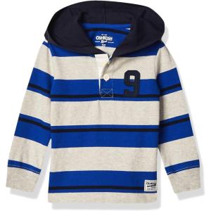 OshKosh B’Gosh Boys Hooded Rugby Top(Grey/Blue Stripe)