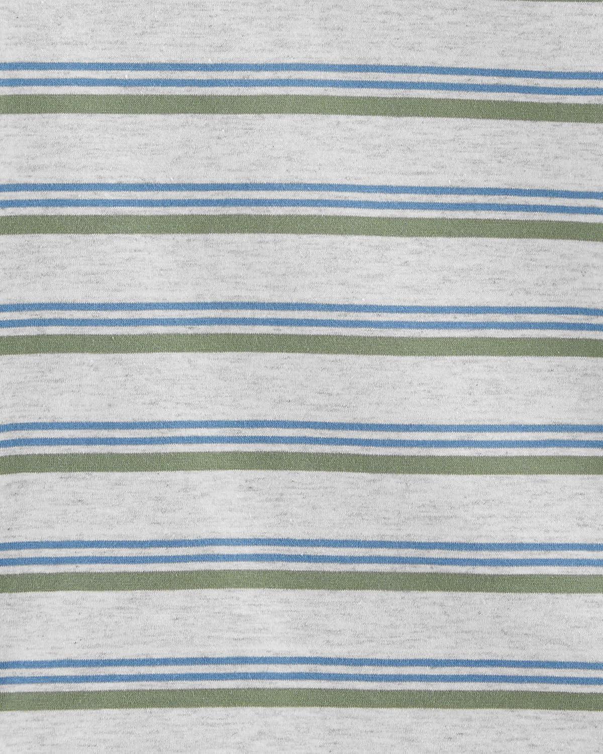 imageOSHKOSH BGOSH Boys Short Sleeve PoloGreenGrey Stripe