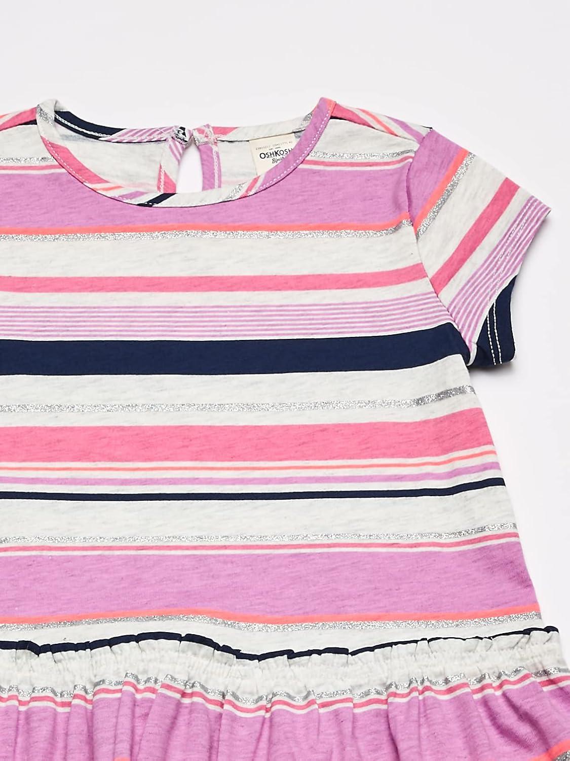 imageOSHKOSH BGOSH Girls ShortSleeve Knit TunicPurpleMultistripe