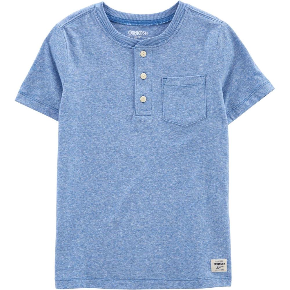 imageOSHKOSH BGOSH Boys Short Sleeve HenleyBlue Snow