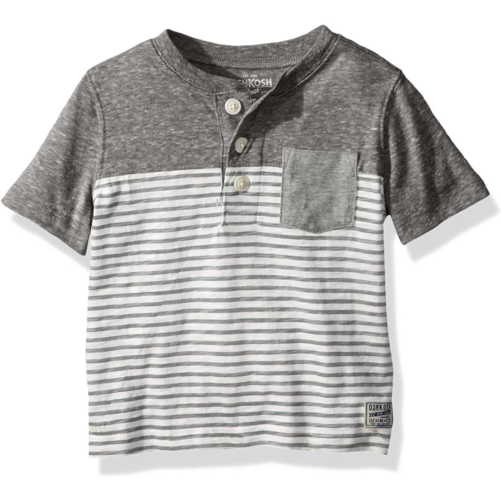 imageOSHKOSH BGOSH Boys Short Sleeve HenleyGrey Heather