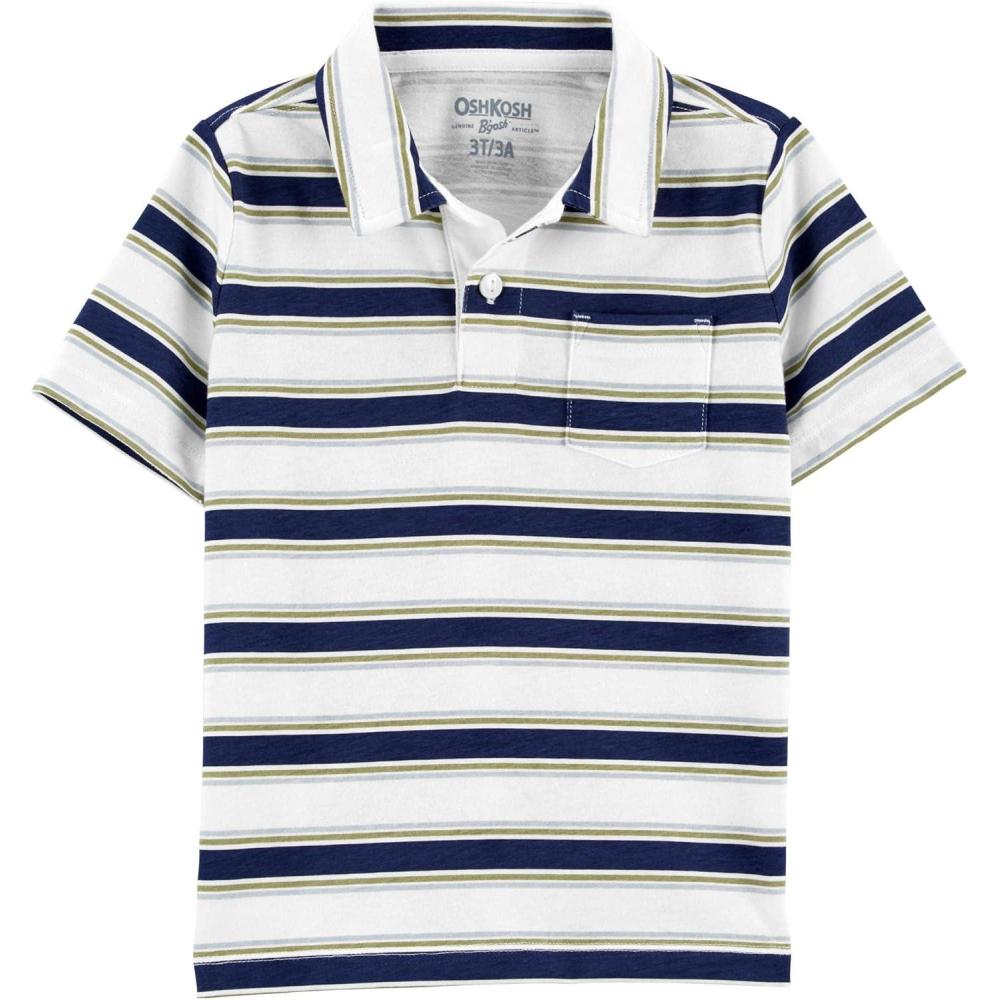 imageOSHKOSH BGOSH Boys Short Sleeve PoloNavy Stripe
