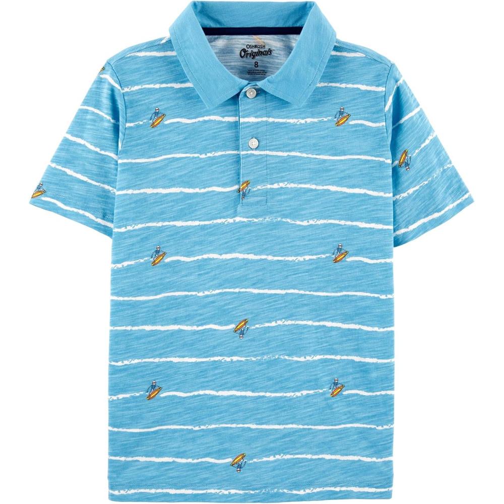 imageOSHKOSH BGOSH Boys Short Sleeve PoloSkeleton Surf