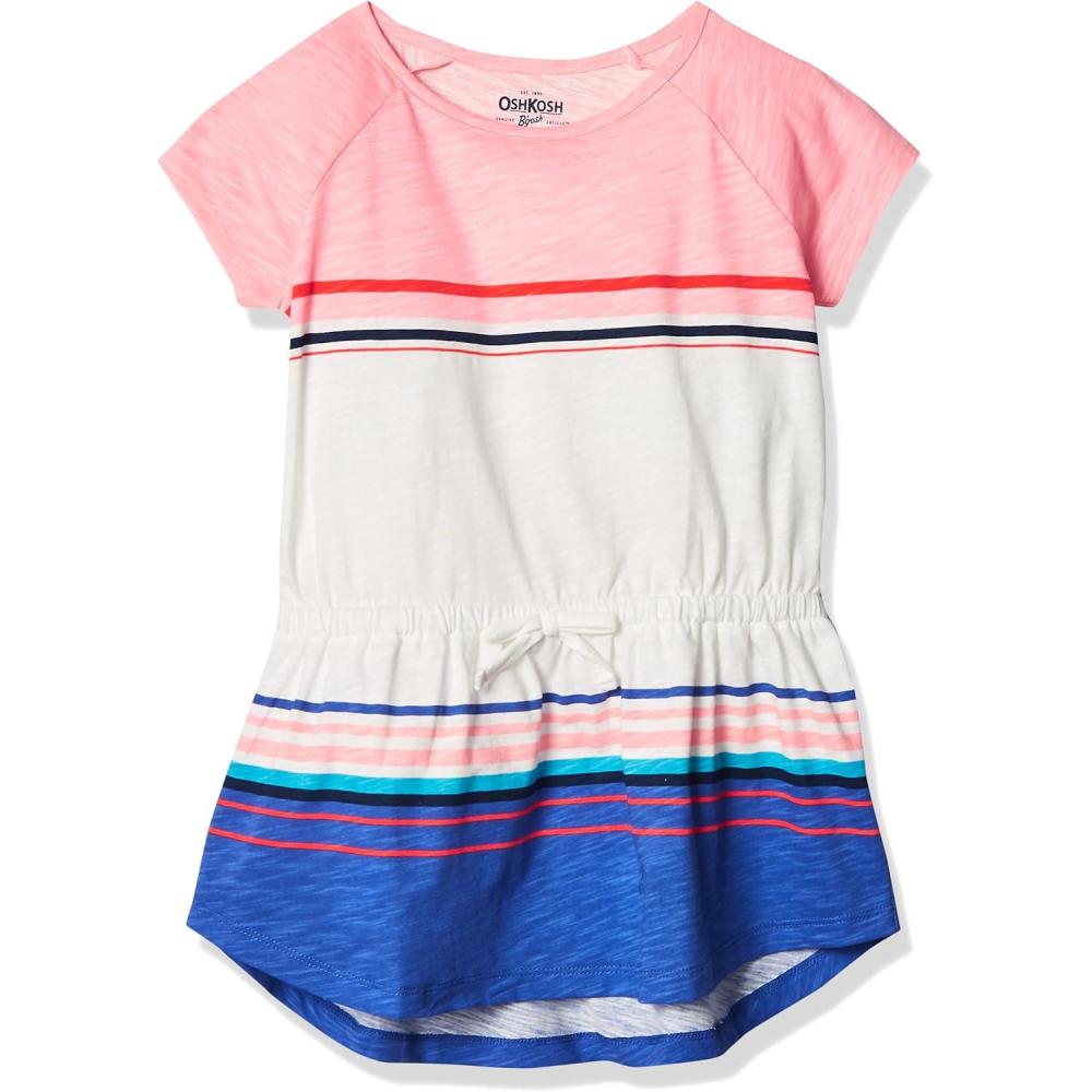 imageOSHKOSH BGOSH Girls ShortSleeve Knit TunicPeach Multi Stripe