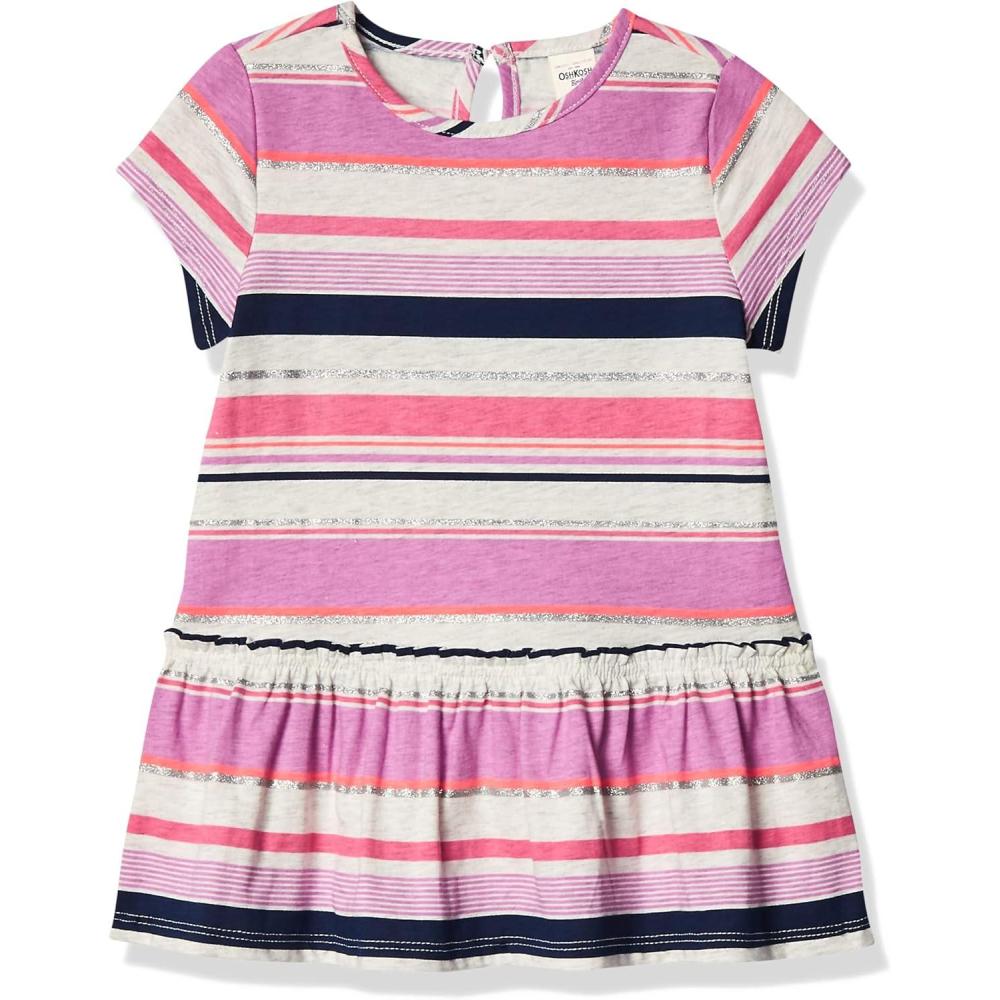 imageOSHKOSH BGOSH Girls ShortSleeve Knit TunicPurpleMultistripe