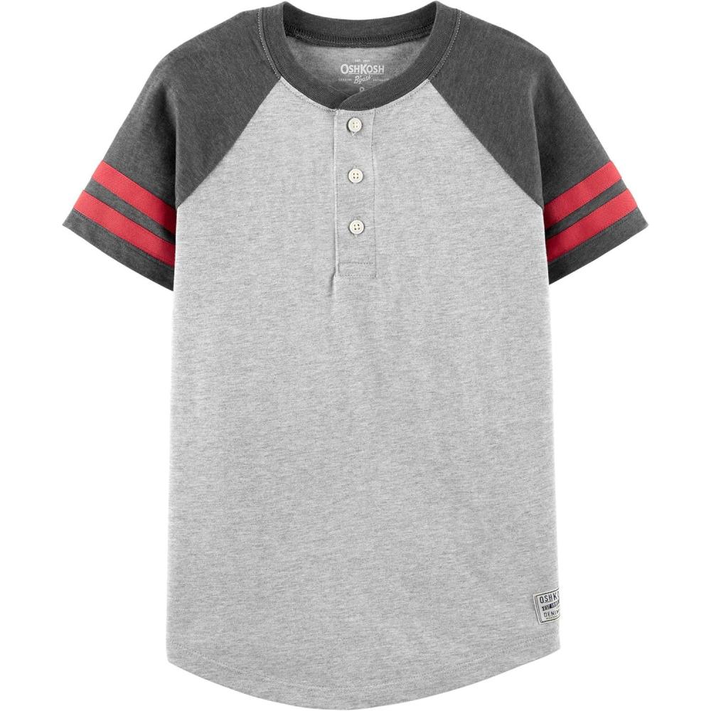 imageOSHKOSH BGOSH boys Shortsleeve Raglan ShirtGrey HeatherMedium Grey Heather